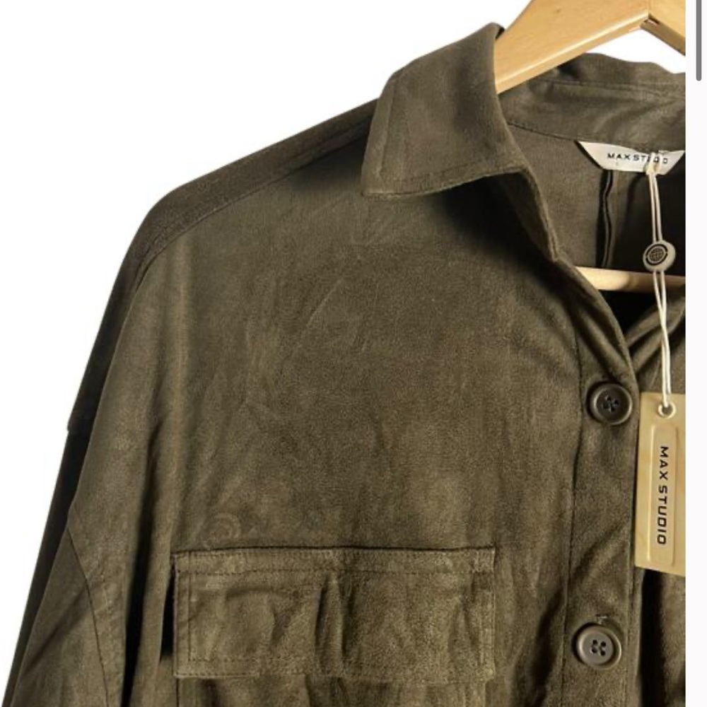 Max Studio Moss Green Suede Jacket